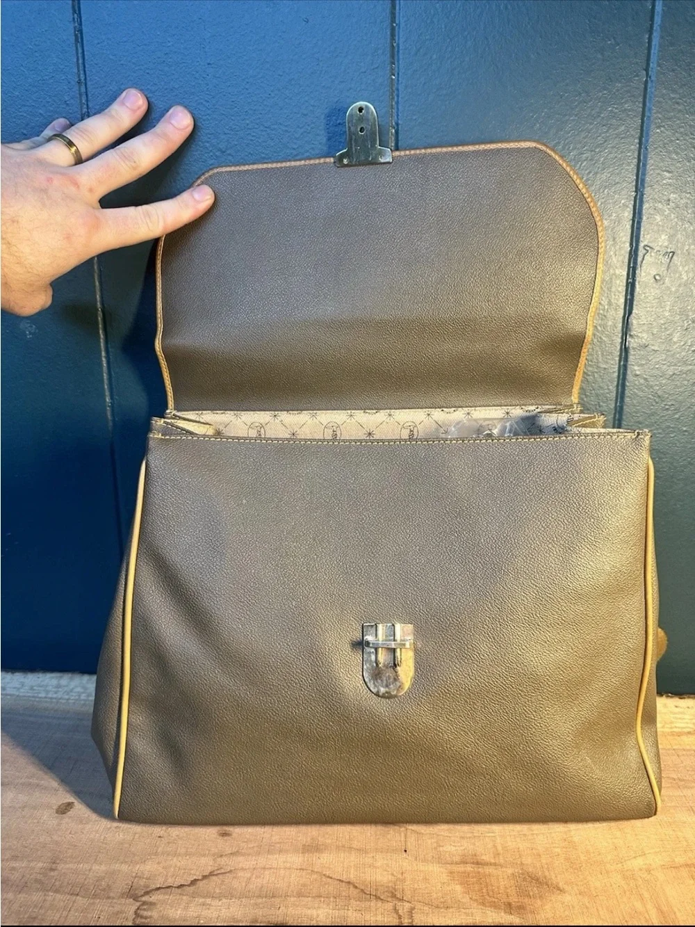 Vintage Trussardi Italy Leather Doctor Satchel Shoulder Bag Two Tone